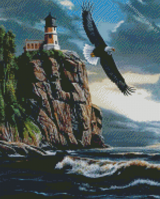 Aesthetic Lighthouse Eagle Diamond Painting