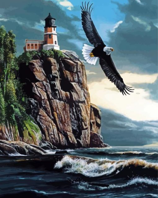 Aesthetic Lighthouse Eagle Diamond Painting