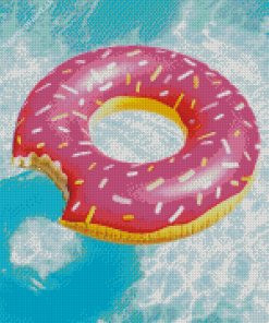 Aesthetic Pink Donut In Pool Diamond Paintings