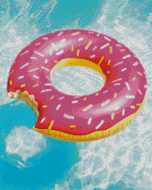 Aesthetic Pink Donut In Pool Diamond Paintings