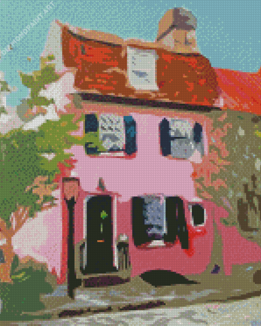 Aesthetic Pink House Diamond Painting