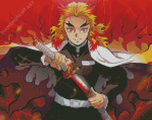 Aesthetic Rengoku Illustration Diamond Painting