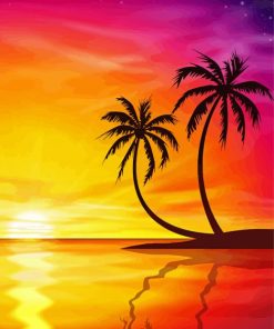 Aesthetic Sunset Palm Tree Diamond Painting