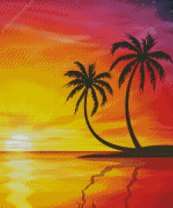 Aesthetic Sunset Palm Tree Diamond Painting