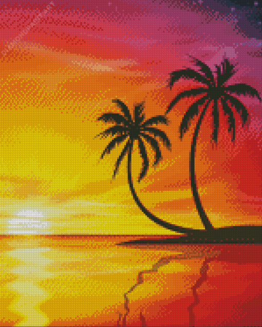 Aesthetic Sunset Palm Tree Diamond Painting