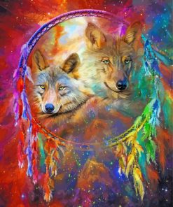 Aesthetic Wolf In Dream Catcher Diamond Painting