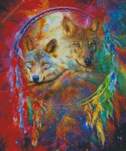 Aesthetic Wolf In Dream Catcher Diamond Painting