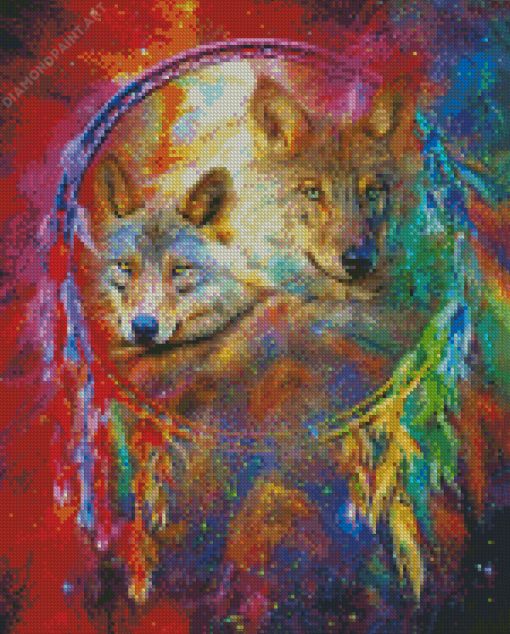 Aesthetic Wolf In Dream Catcher Diamond Painting