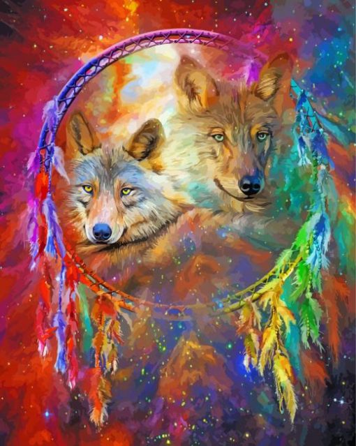 Aesthetic Wolf In Dream Catcher Diamond Painting