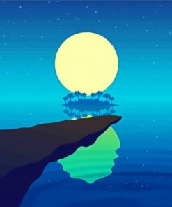 Aesthetic Beach Night View Art Illustration Diamond Painting