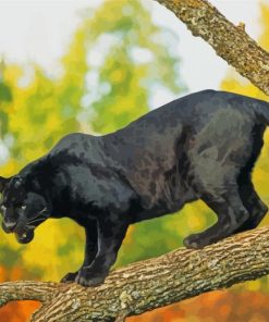 Aesthetic Black Jaguar On Tree Diamond Painting