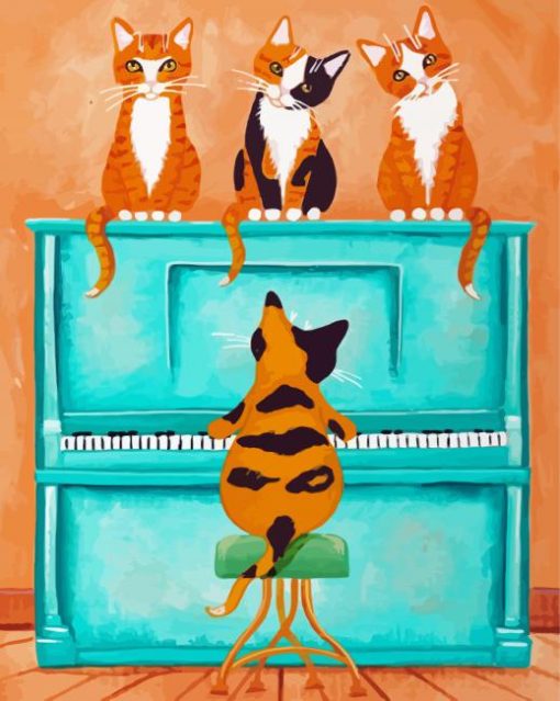 Aesthetic Cats And Piano Diamond Painting