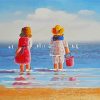 Aesthetic Children On Beach Art Diamond Paintings