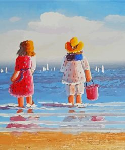 Aesthetic Children On Beach Art Diamond Paintings