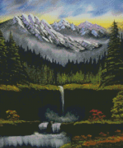 Aesthetic Rocky Mountain Waterfall Art Diamond Paintings