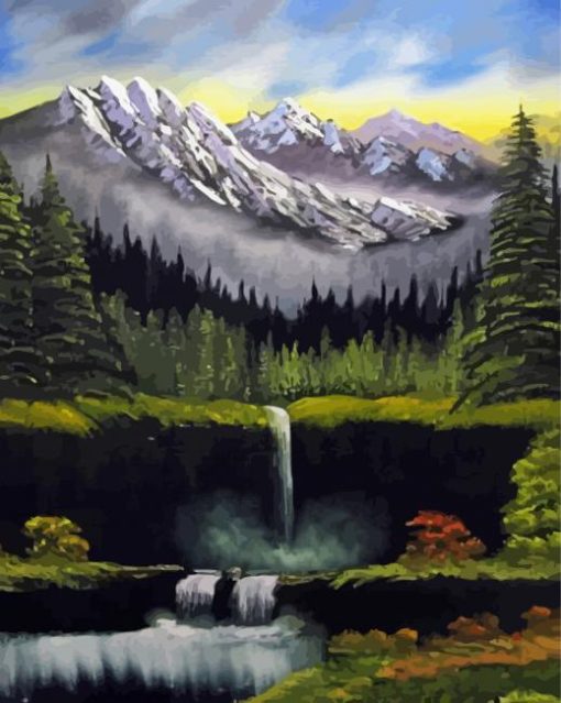 Aesthetic Rocky Mountain Waterfall Art Diamond Paintings