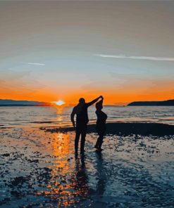 Aesthetic Silhouette Couple Dancing On The Beach Diamond Painting