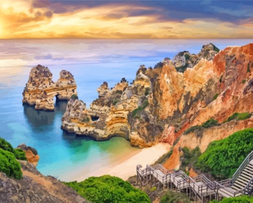 Algarve Beach At Sunset Diamond Painting