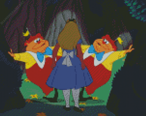 Alice With Tweedle Dee And Deedle Dum Diamond Painting