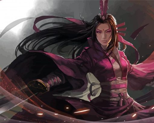 Asian Sword Girl Diamond Painting