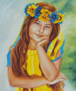 Beautiful Girl In Yellow Dress Diamond Painting