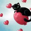 Black Cat With A Heart Diamond Painting