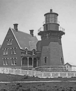 Black And White Block Island Lighthouse Diamond Painting