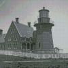 Black And White Block Island Lighthouse Diamond Painting