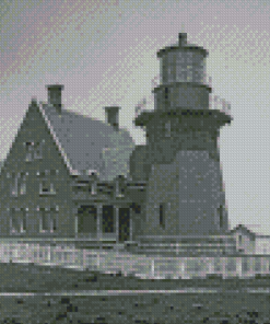 Black And White Block Island Lighthouse Diamond Painting