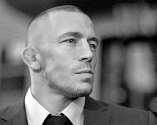 Black And White Georges St Pierre Diamond Painting