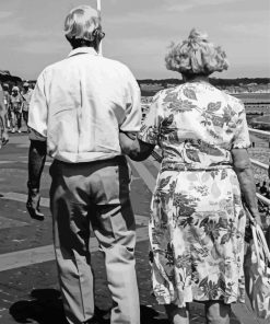 Black And White Sweet Old Couple Diamond Painting