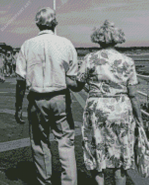 Black And White Sweet Old Couple Diamond Painting