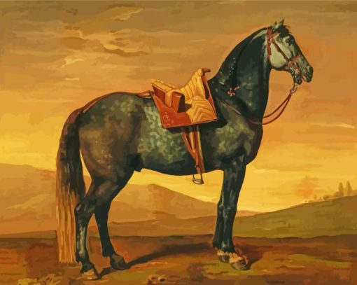 Black Vintage Horse Diamond Painting