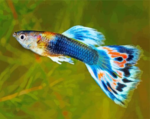 Bleu Guppy Fish Diamond Painting