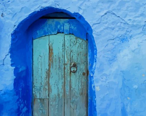 Blue House With Blue Door Diamond Paintings