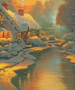 Christmas House River Diamond Painting