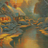 Christmas House River Diamond Painting