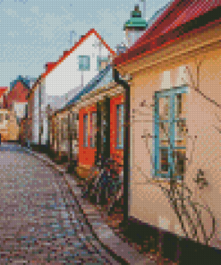 Cobblestone Street In Lund Sweden Diamond Paintings