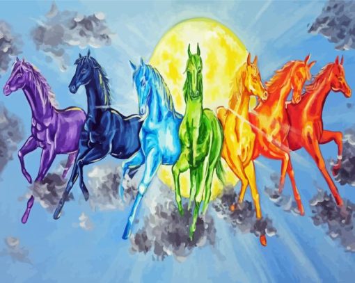 Colorful Sun Horses Diamond Painting