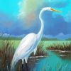 Cool White Heron Diamond Paintings