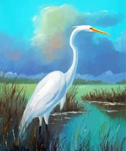 Cool White Heron Diamond Paintings