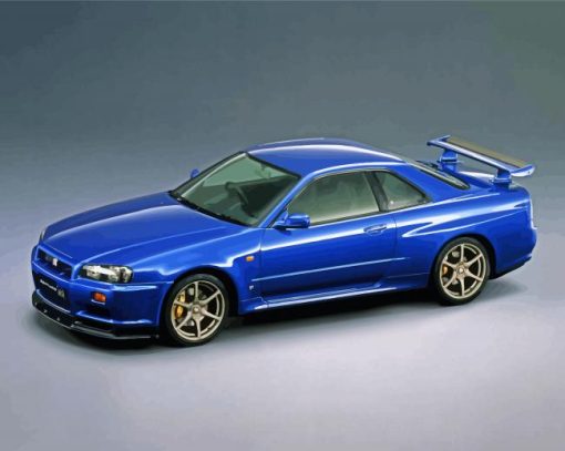 Cool Blue Skyline Car Diamond Painting