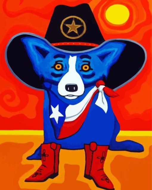 Cowboy Blue Dog Diamond Painting