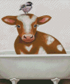 Cute Cow In A Tub Diamond Painting