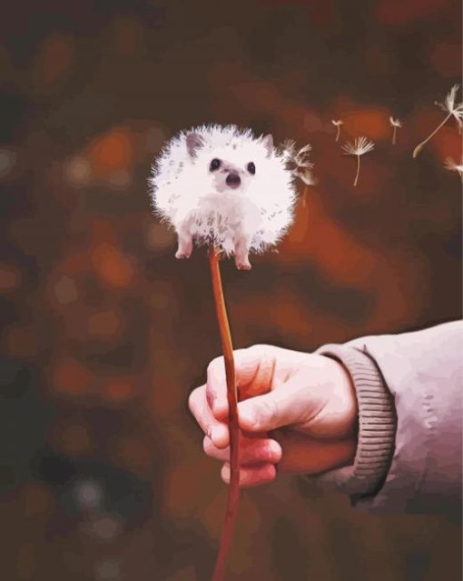 Cute Hedgehog Dandelion Diamond Painting