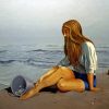 Cute Woman Sitting On Beach Diamond Painting