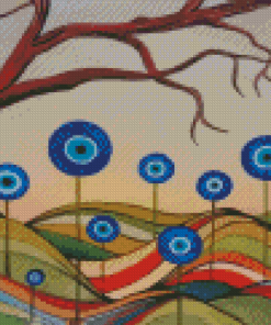 Ek Evil Eye Flowers Art Diamond Painting