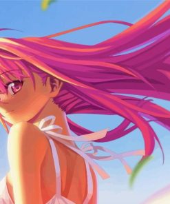 Girl Anime Pink Hair Diamond Painting