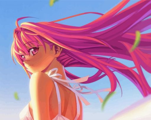 Girl Anime Pink Hair Diamond Painting