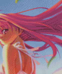 Girl Anime Pink Hair Diamond Painting